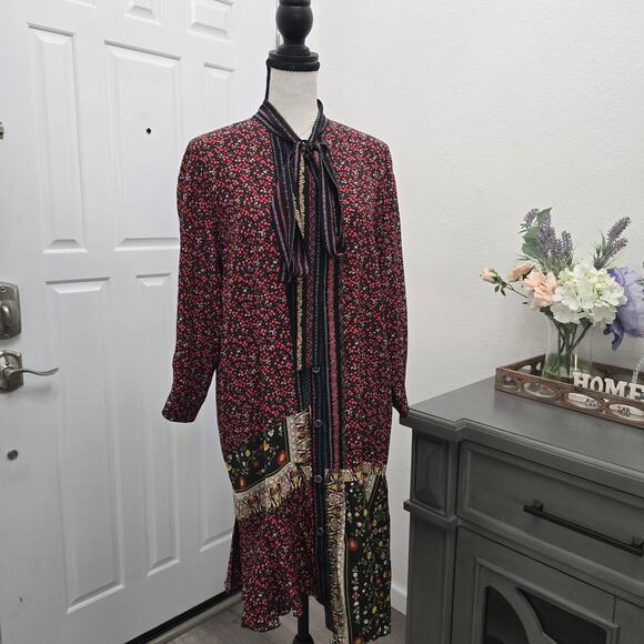 Nº21 Gilmar Printed Silk Patchwork Chemisier Dress L Asymmetrical Luxury Runway - Picture 2 of 11